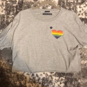 Abercrombie & Fitch grey Pride crop top